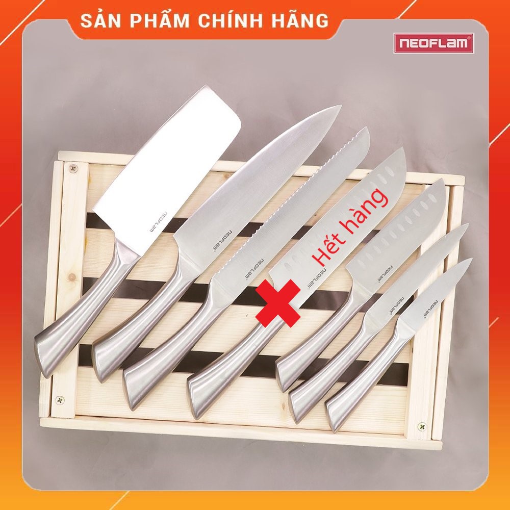 Bộ dao 7 món iMat / Neoflam,Dao làm bằng inox 430 không gỉ, Lưỡi thép cacbon 3CR14 chống mài mòn cao.