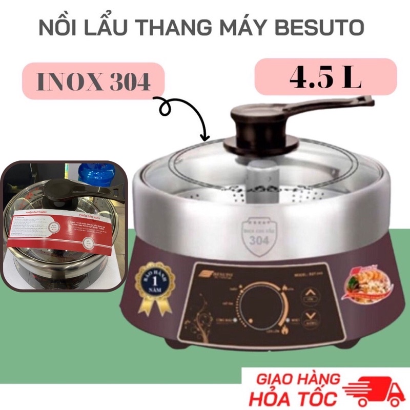 Nồi Lẩu Điện Thang Máy BESUTO BST - 045 Dung Tích 4,5 Lít Công Suất 1800W