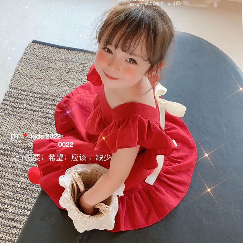 SALE VÁY ĐỎ DÂY CỘT NƠ CHO BÉ GÁI SIZE 10-20KG(VCANHT)