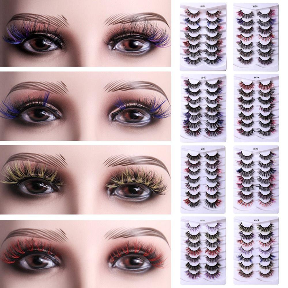 Hộp 7 Cặp Lông Mi Giả Bằng Lông Chồn Giả Nhiều Màu Sắc Dành Cho Nữ