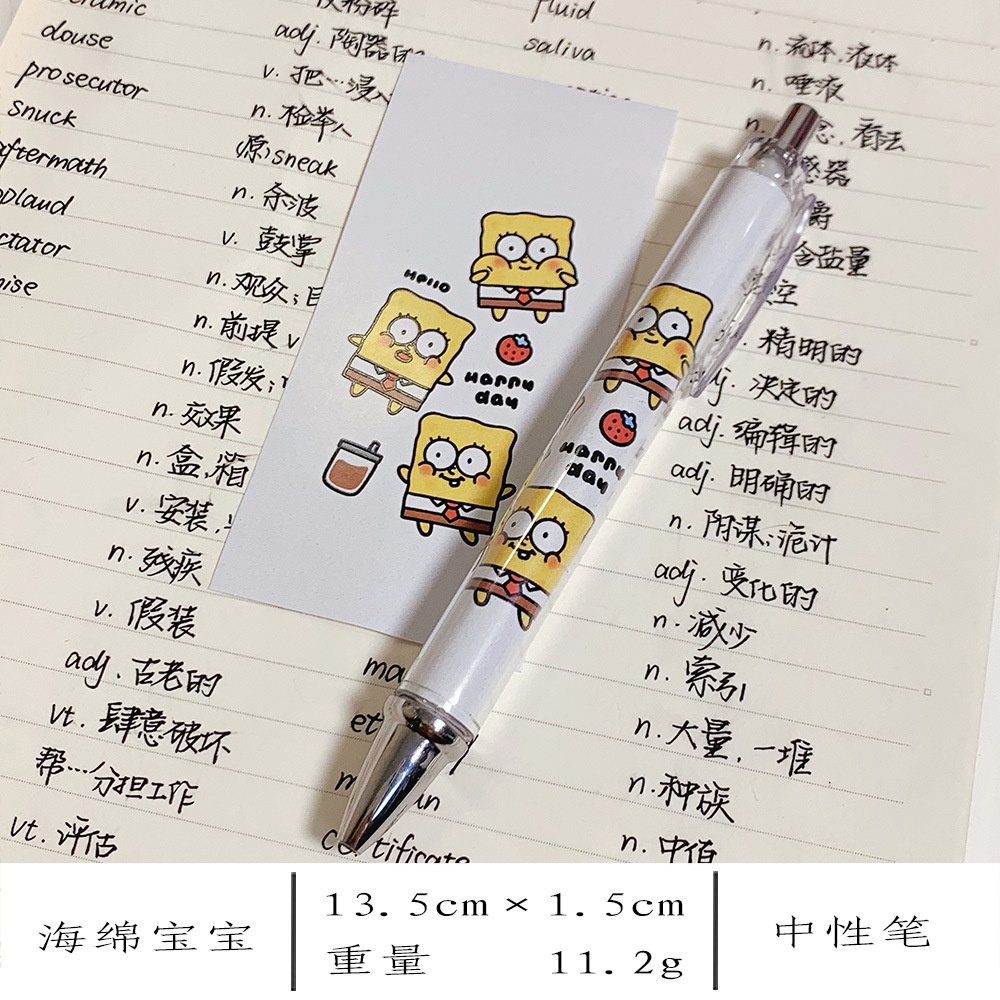 Bút Gel Đen Ngòi 0.5MM Nhanh Khô In Họa Tiết Hoạt Hình SpongeBob Dễ Thương Cho Học Sinh văn phòng phẩm