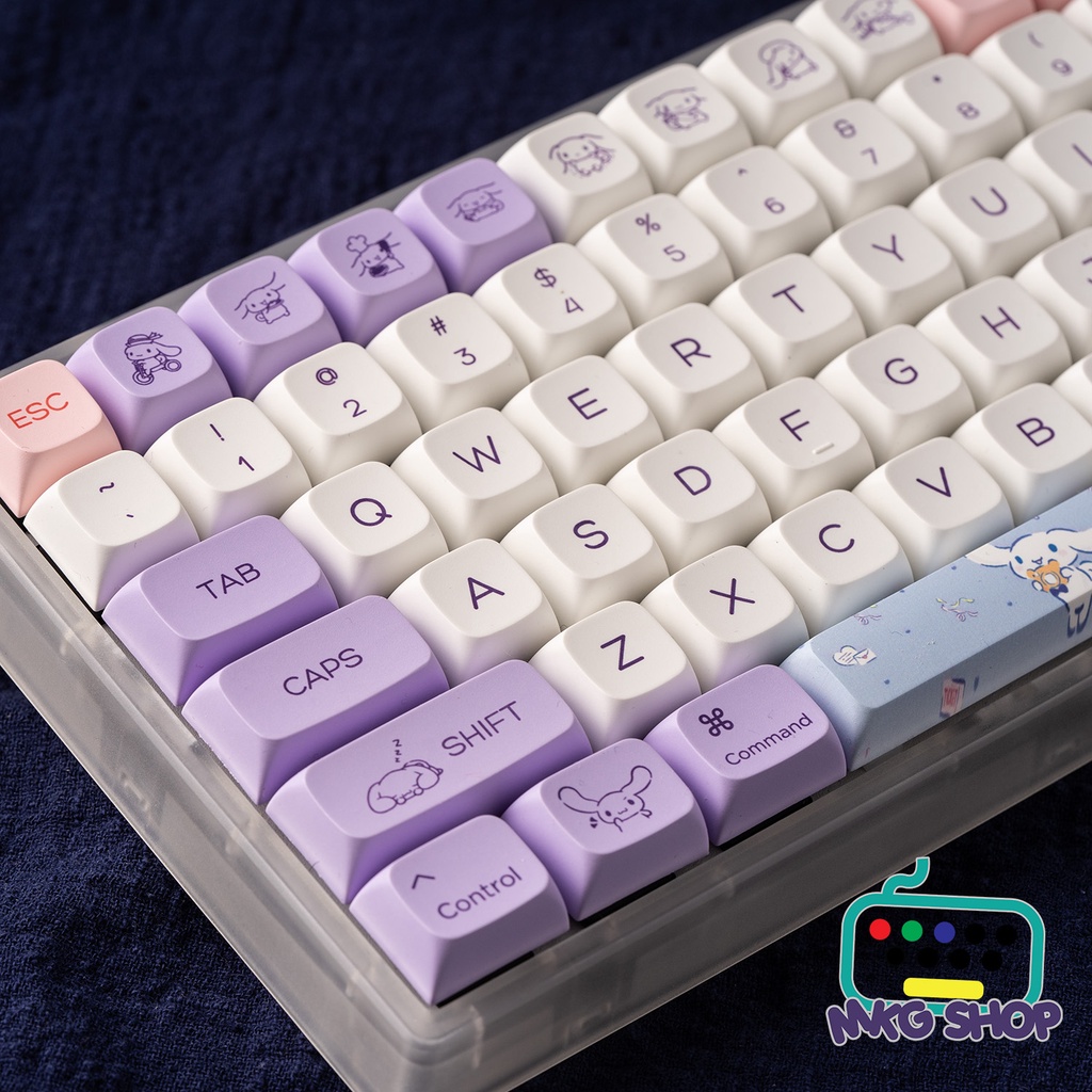 Keycap Cinnamoroll XDA profile, nhựa PBT dyesub 144 nút bàn phím cơ mac os