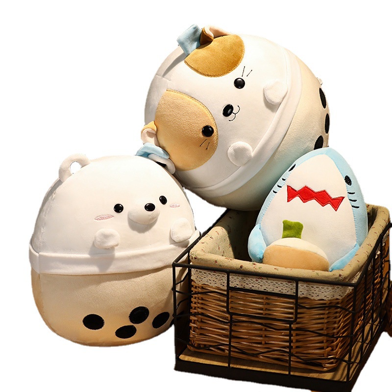 New Bubble Tea Boba Cup Squishmallow Plush Toy Bear Shark Cat Xmas