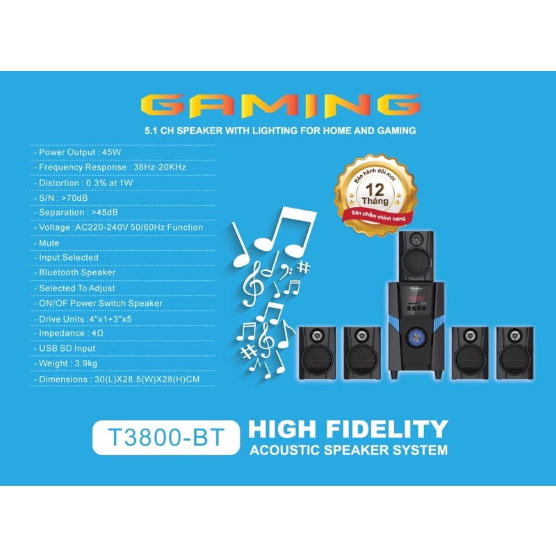 Loa Vi Tính Bluetooh 5.1 Bosston T3800-BT