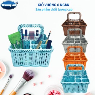 Giỏ đựng mỹ phẩm, đựng đồ nail giỏ 6 ngăn có quai xách tiện lợi