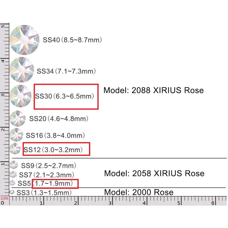 Đá đính Nail/đế phẳng Pha lê Áo Swarovski cao cấp sang trọng lấp lánh 2088