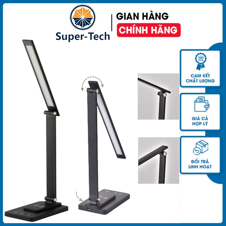 Đèn Học Để Bàn Mini Gấp Gọn Kiêm Sạc Không Dây Cao Cấp Tiết Kiệm Điện, Đèn Bàn Học Chống Cận 5 Màu LED Công Tắc Cảm Ứng