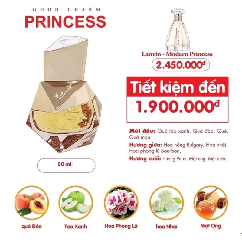 Nước hoa nữ Charme Princess 50ml hiện đại sang trọng tinh tế