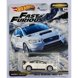 Xe mô hình tỉ lệ 1:64 Hot Wheels bánh cao su Fast Furious 2016 Subaru WRX STI màu trắng T-24