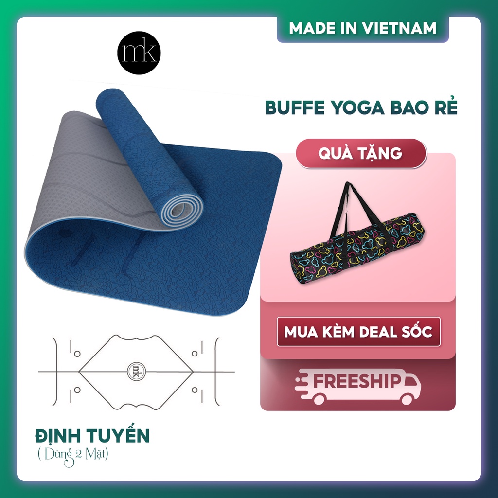 Thảm yoga MIKIE MAT 2 màu định tuyến Premium Mat Dày 6mm