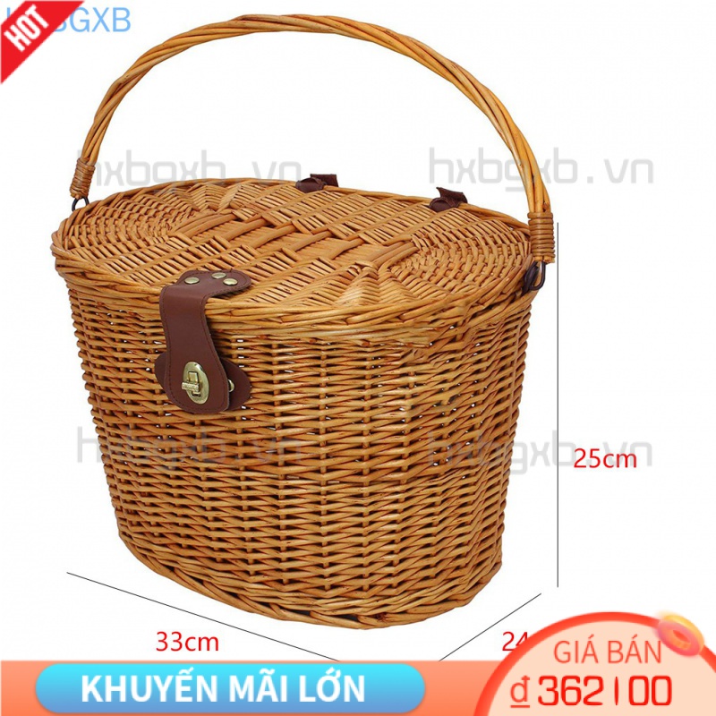 Giỏ xe đạp đan mây phong cách vintage