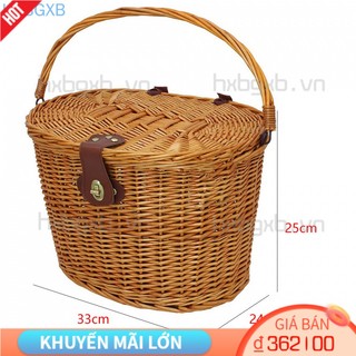 Giỏ xe đạp đan mây phong cách vintage