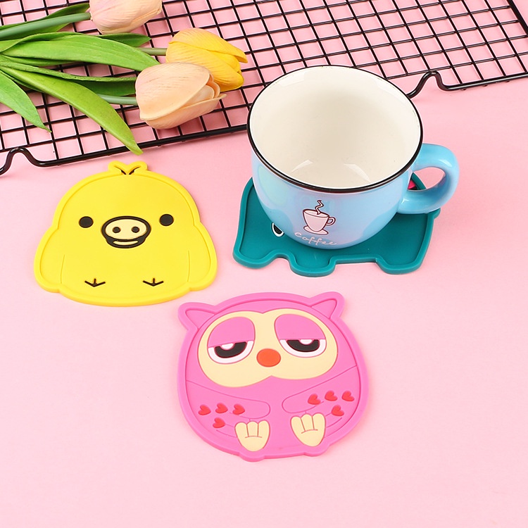 Miếng lót cốc lót ly silicon chống nóng chống trượt họa tiết hoạt hình dễ thương