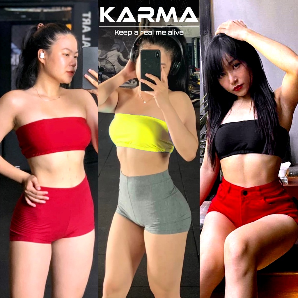 Áo ống nữ bo thun có mút dành cho tập thể thao, gym, yoga, aerobics thương hiệu KARMA