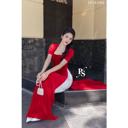 Áo dài nhung cộc tay