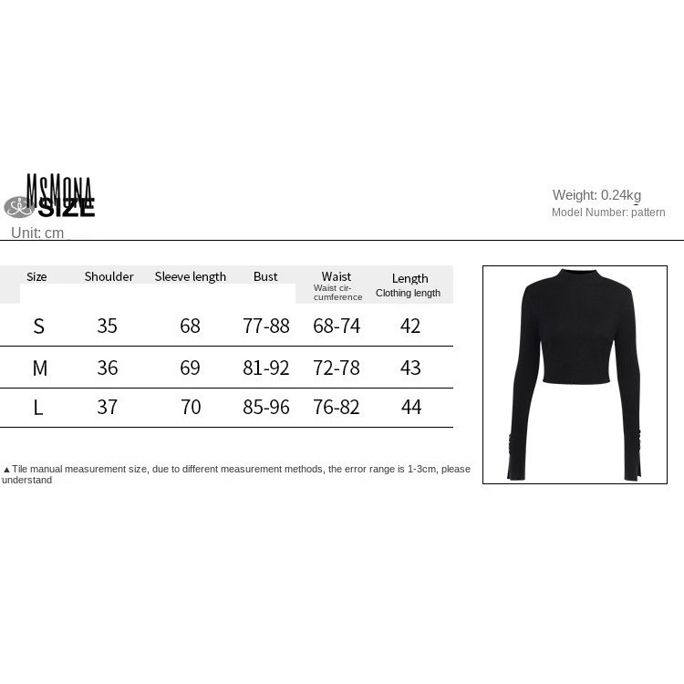 MsMona Áo Thun Dệt Kim Tay Dài Cổ Lọ Màu Trơn Dáng Ôm Thời Trang 2022 Quyến Rũ Cho Nữ