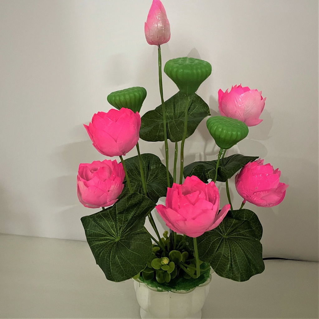 Hoa Sen Trang Trí - Hoa Sen Giả Kèm Đèn Led Sáng