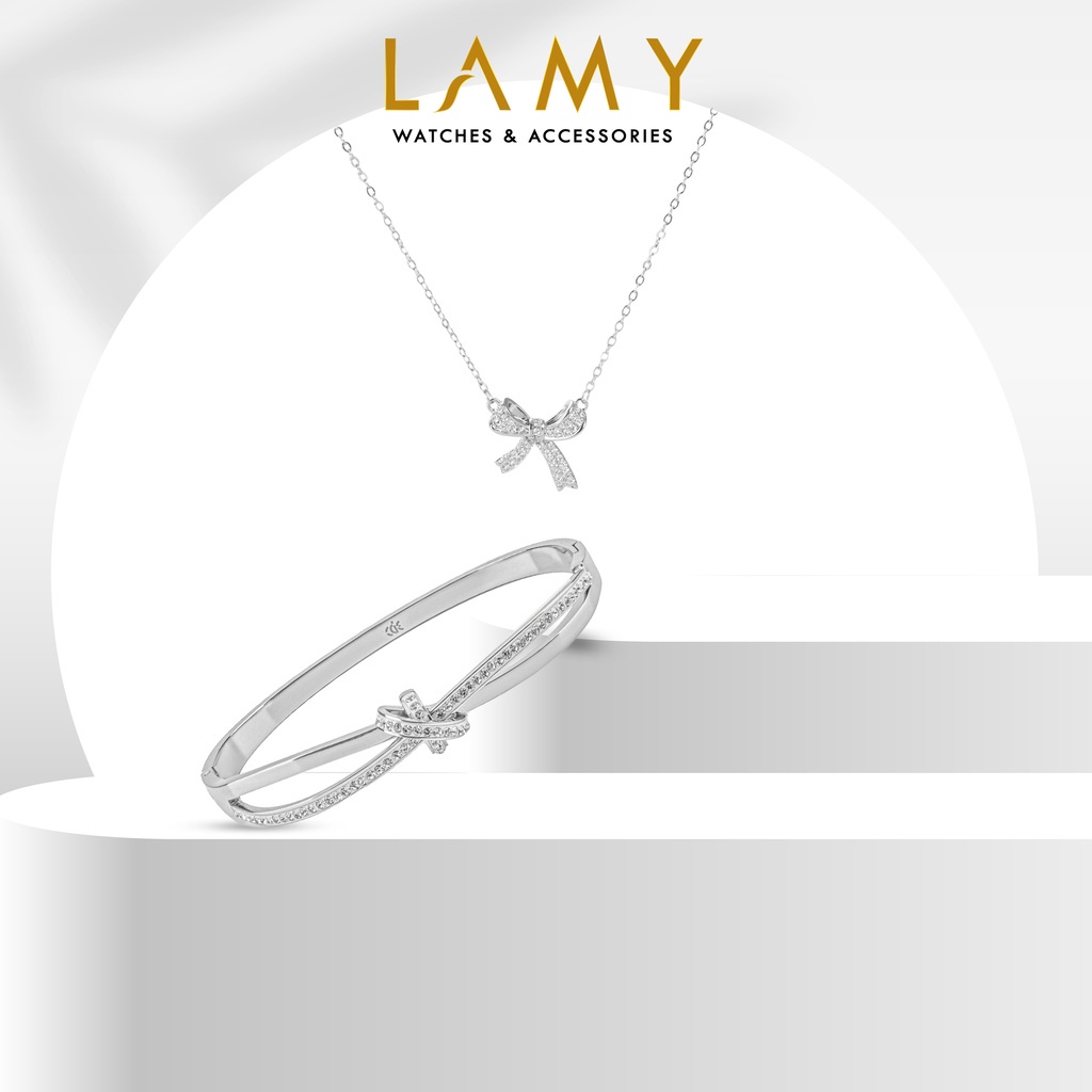 Bộ quà tặng trang sức dành cho nữ -Dây chuyền ,vòng tay CDE Perfect Bow Knot