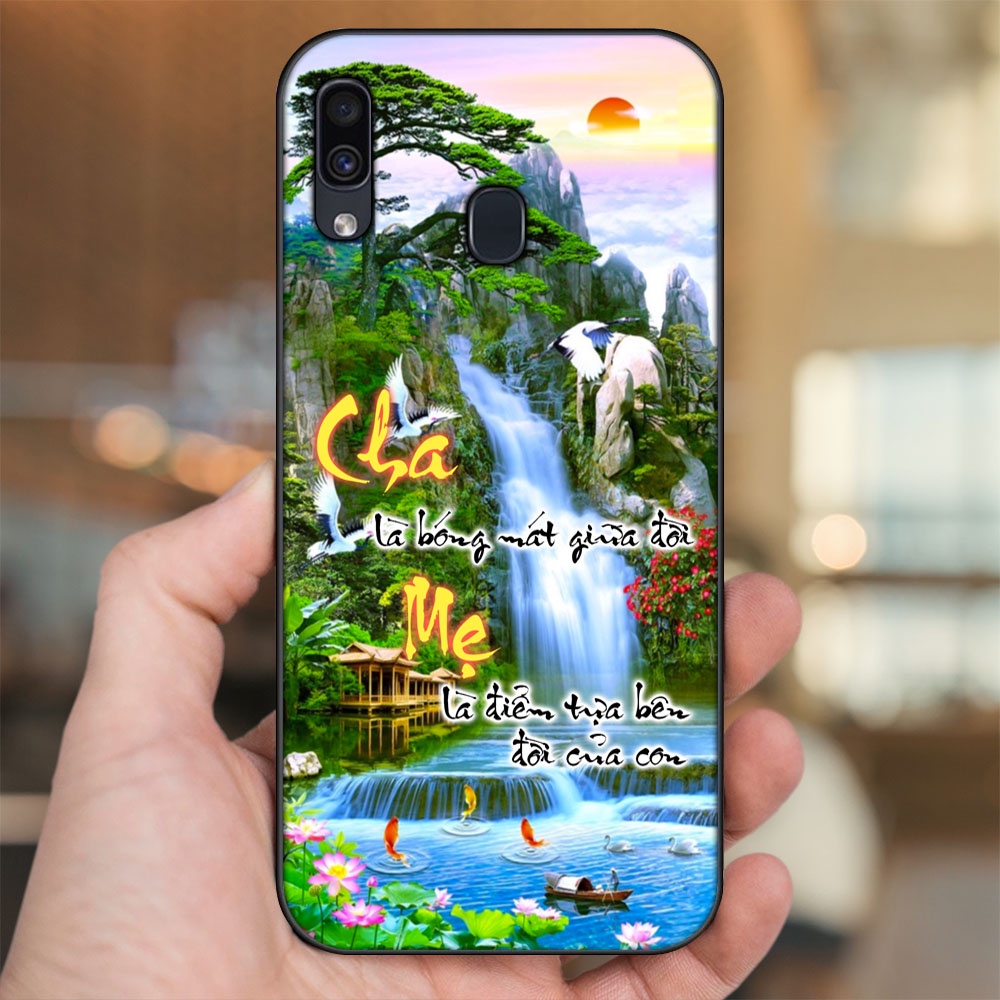 Ốp lưng Samsung A20, A30, A40, M20 viền đen in hình Thư Pháp Cha Mẹ