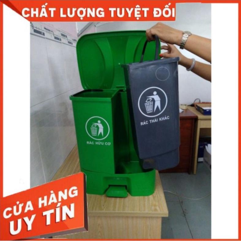 Thùng rác 2 ngăn, nắp bật, đạp chân, dung tích 40 Lít. Hàng cao cấp Việt Nhật.
