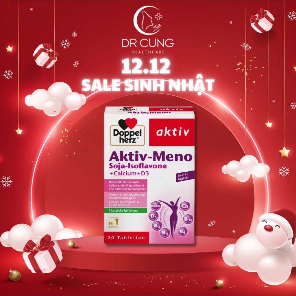 Viên Uống Bổ Sung Nội Tiết Tố Nữ Aktiv Meno Doppelherz - Nội Tiết Tố Nữ, Mầm Đậu Nành, Làm Đẹp Da (20/30V) [Chính Hãng]