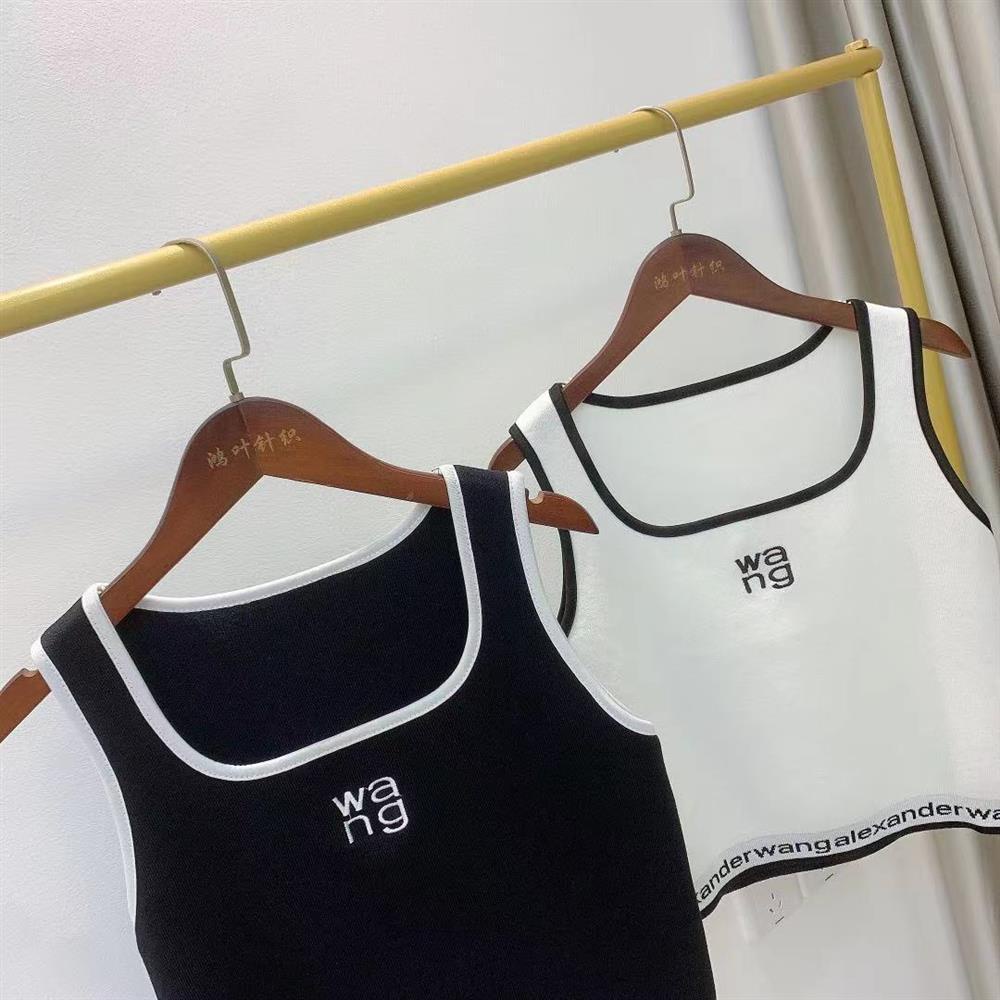 Áo Hai Dây Dệt Kim Dáng Ôm Thêu Chữ Thời Trang Xuân Hè Cho Bạn Gái