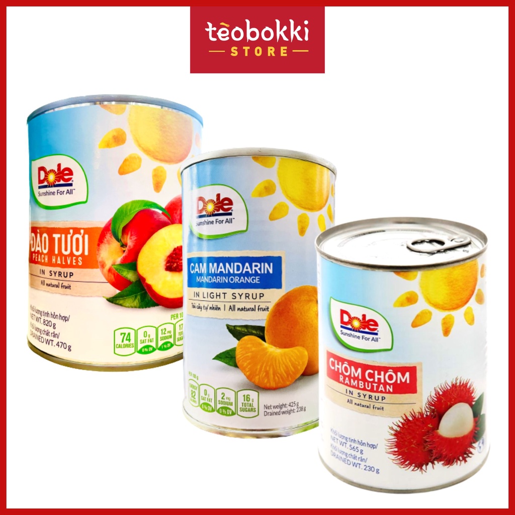 Trái cây ngâm Dole (cam, vải, đào, chôm chôm)