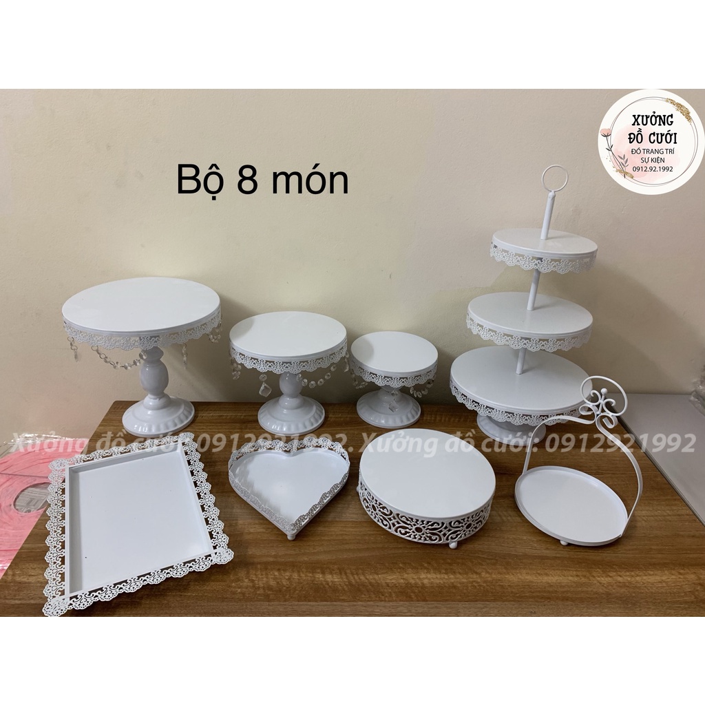 🍰 Bộ Khay Bánh 8 Món (Màu Trắng/Gold) 🍰