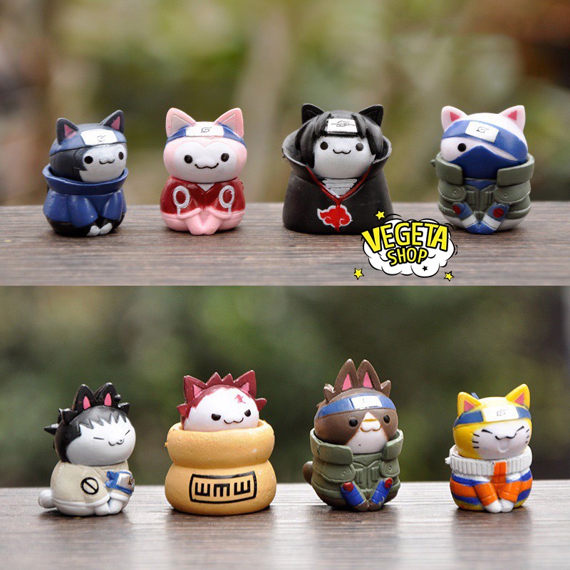 Mô hình Naruto - Mô hình Mèo Tsum Tsum Cosplay Naruto Sasuke Sakura Kakashi Gaara Iruka Shikamaru Itachi chibi dễ thương