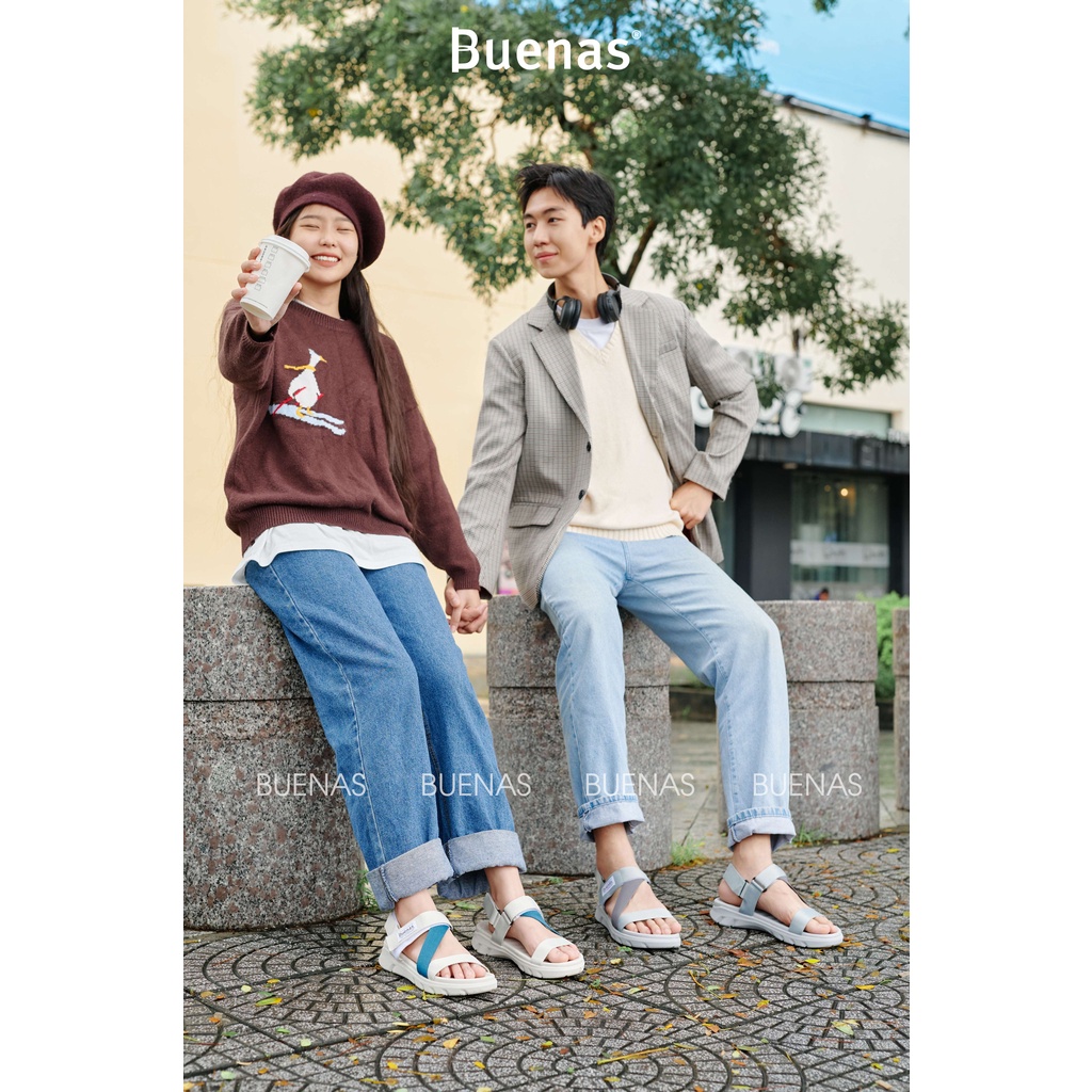 Sandal nam nữ Buenas Alpha 2828 - dép quai hậu học sinh đi học đế cao 3 phân