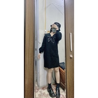 Váy len cổ nơ