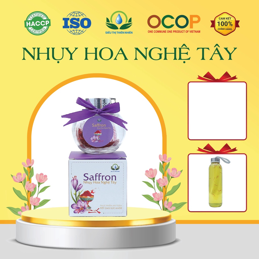 Nhụy Hoa Nghệ Tây Safron SIÊU THỊ THIÊN NHIÊN Hỗ Trợ Cải Thiện Giấc Ngủ, Tăng Cường Trí Nhớ 1G