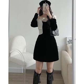 Đầm nhung trễ vai thắt nơ