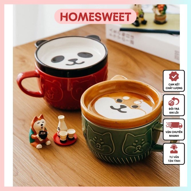 Cốc Sứ Hoạt Hình Dễ Thương Phong Cách Nhật Bản Có Nắp Đậy Có Thể Dùng Như Lót Ly Hoặc Dĩa Nhỏ Tiện Dụng