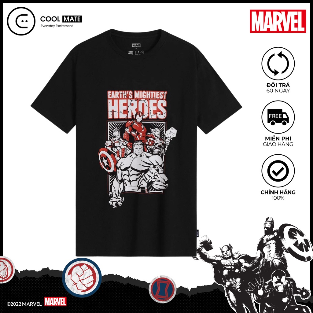 Áo thun Graphic Earth's Mightiest Heroes - Màu đen - thương hiệu Coolmate LP