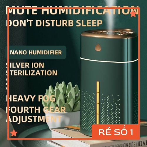 Máy Xông Tinh Dầu Phun Sương Phòng Ngủ Đèn Led, Máy Phun Sương Tạo Độ Ẩm An Toàn Với Đèn Led