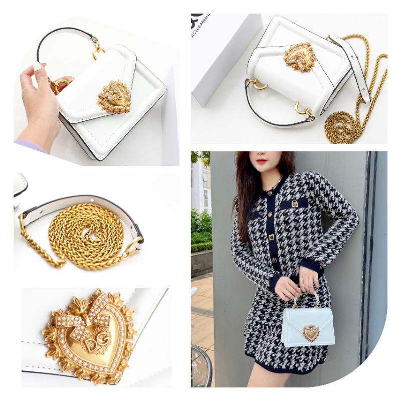 Túi xách nữ D.G top handle mini xách xinh dã man 2 màu(đen&amp; trắng)fullbox nam châm