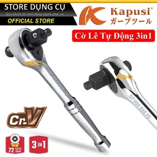 Cần siết lực tự động 3 đầu 1/4 3/8 1/2 kapusi k-7866 japan | cần siết lắc léo đảo chiều 3 trong 1 cao cấp k-7872