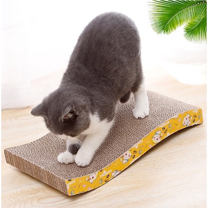 Bàn cào móng lượn sóng cho mèo - Bàn cào móng chữ M mèo giúp mèo xả stress và mòn bớt móng