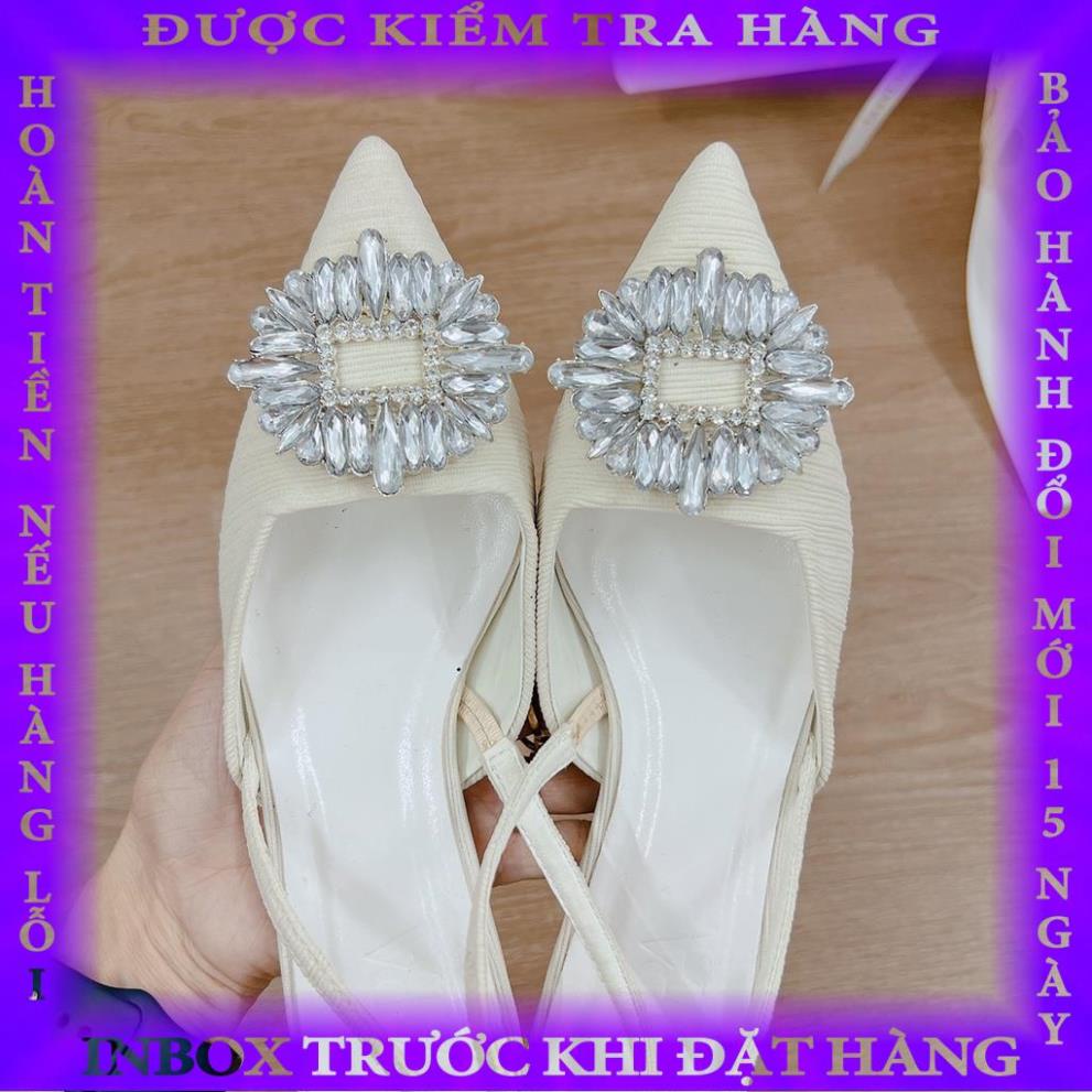 giày cao gót nữ hàng cao cấp, mũi nhọn 3P chất xịn đính đá siêu sang hàng xuất khẩu KQ04 phamngoc