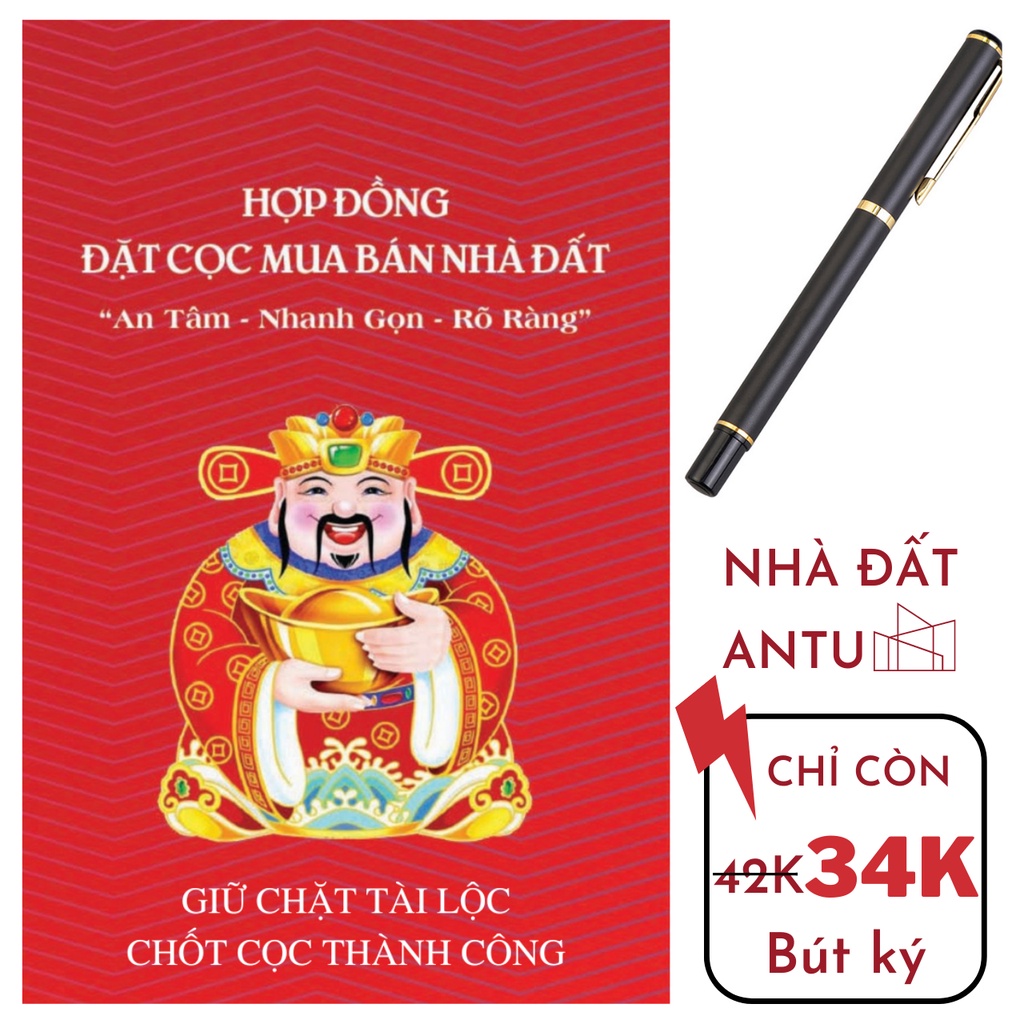 Sổ cọc đất và bút ký hợp đồng CB002 - Hợp đồng đặt cọc nhà đất 2023 và bút ký doanh nhân - Nhà Đất Antu
