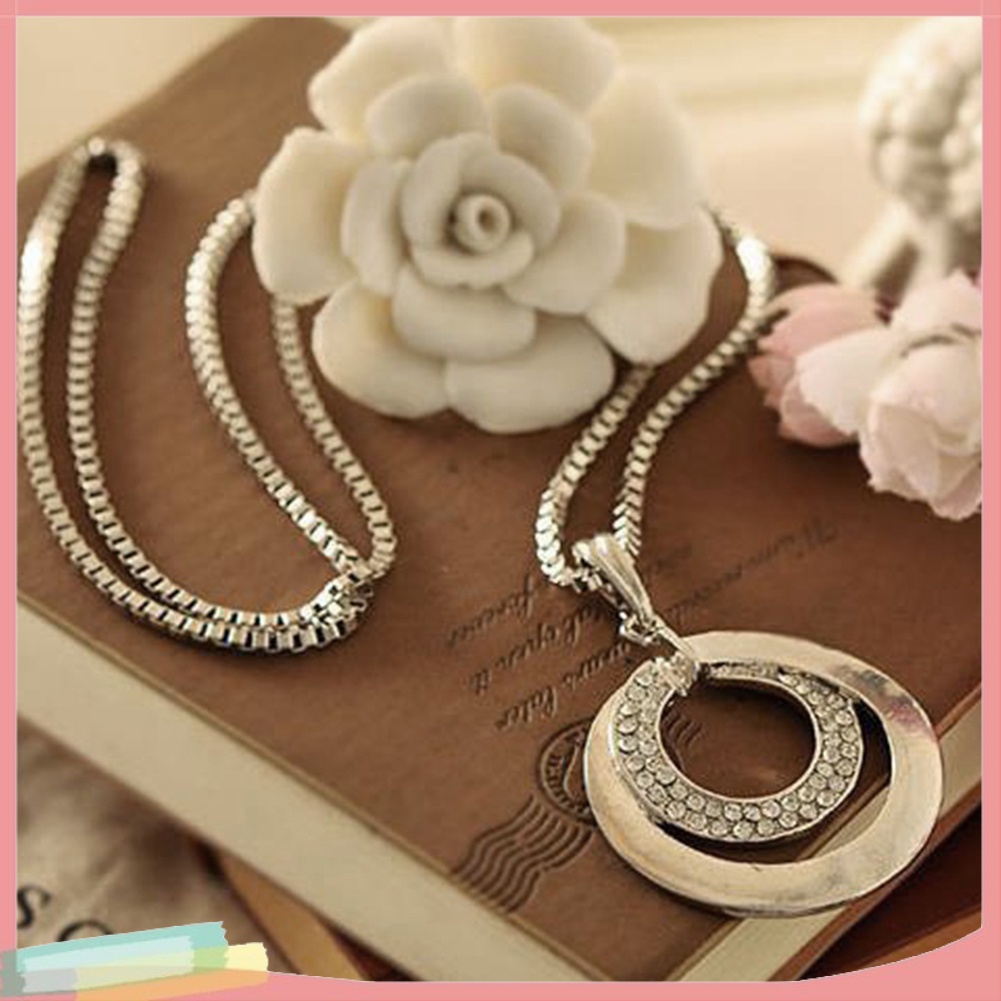 Dây Chuyền Hợp Kim Trang Trí   Vòng Tròn Đính Đá Xinh Xắn Cho Nữ