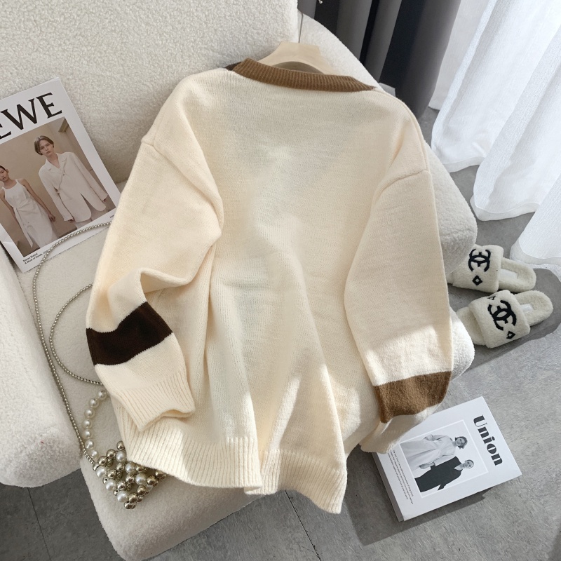 Áo Khoác cardigan Dệt Kim Dáng Rộng Thêu Chữ Phong Cách Thời Trang Mới