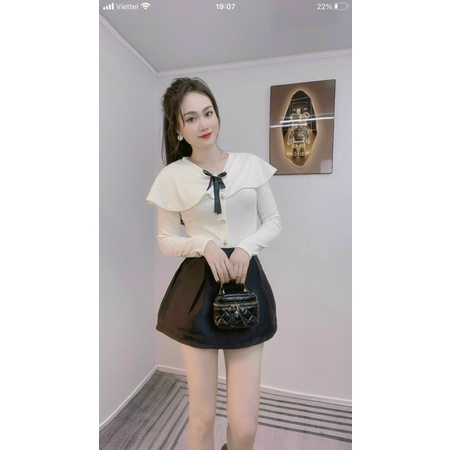 Áo len tăm cúc kèm nơ siêu xinh _  Hàng loại đẹp