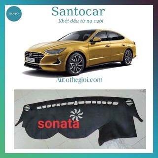 Thảm taplo Huyndai Sonata, thảm chống nóng taplo Sonata chất liệu da vân cabon- Santocar