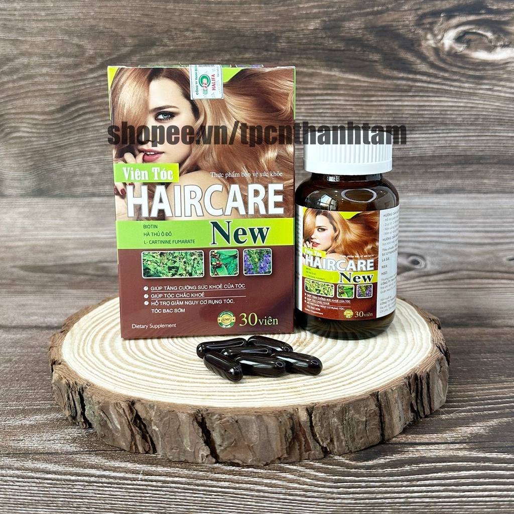 Viên bổ tóc HairCare New  bổ sung hà thủ ô,biotin giúp mọc tóc,  tóc chắc khoẻ, giảm rụng tóc, bạc tóc - Hộp 30 viên