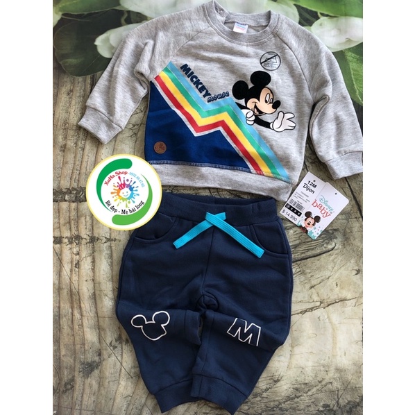 SALE LẺ SIZE - SET BỘ NỈ MICKEY 3-6-9 THÁNG - XUHASHOPBABY