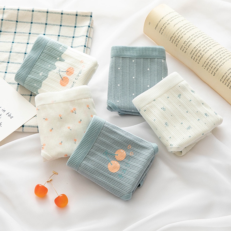 Quần Lót Cotton Mềm Mại Thoáng Khí In Họa Tiết Cherry Ngọt Ngào Cho Nữ