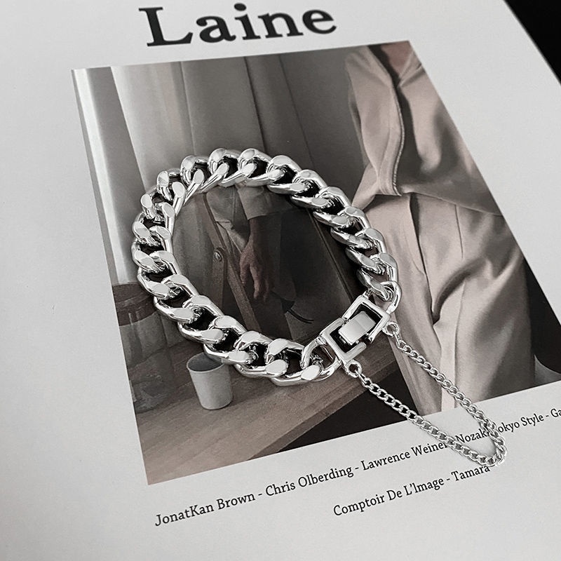 Vòng Tay Dây Xích Xoắn Bằng Kim Loại Phong Cách Hip Hop Cá Tính Thời Trang Cho Cặp Đôi