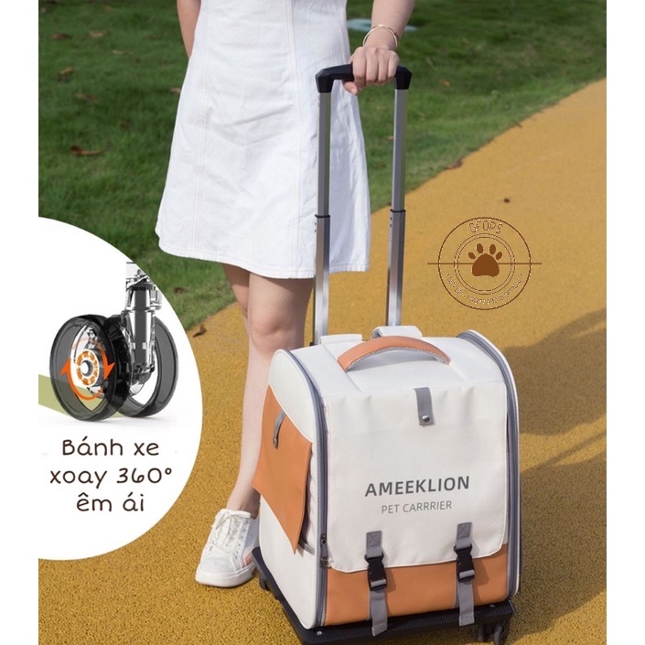 Vali kết hợp balo vận chuyển cao cấp cho chó mèo / Balo vali lưỡi thoáng khi - 4Pets offical